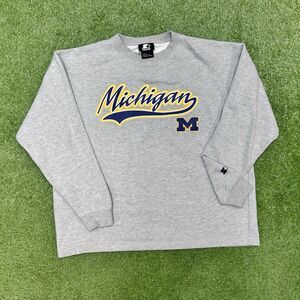 Vintage 90s Starter Michigan Wolverines Sweatshirt Size XL Gray